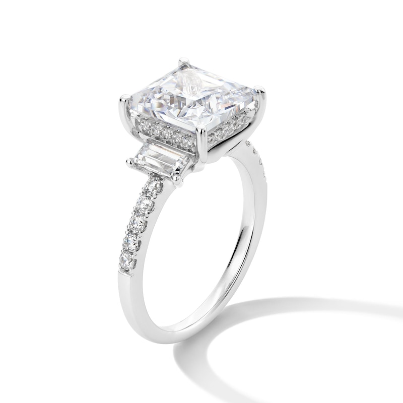 Main Image 2 of 4-1/2 CT. T.W. Emerald-Cut Certified Lab-Created Diamond Engagement Ring in 14K White Gold (F/SI2)