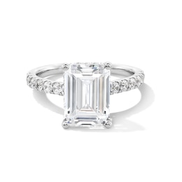 4-3/4 CT. T.W. Princess-Cut Certified Lab-Created Diamond Collar Engagement Ring in 14K White Gold (F/SI2)