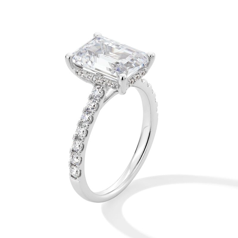 Main Image 2 of 4-3/4 CT. T.W. Princess-Cut Certified Lab-Created Diamond Collar Engagement Ring in 14K White Gold (F/SI2)