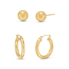 Thumbnail Image 1 of 7.0mm Ball Stud Earrings and 20.0mm Tube Hoop Earrings Set in Hollow 14K Gold