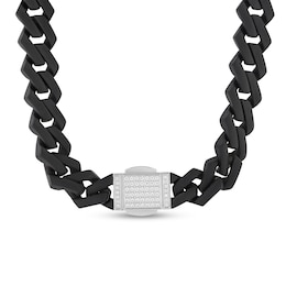 1/2 CT. T.W. Diamond Link Chain Bracelet in Solid Stainless Steel with Black Ion Plate - 8.5&quot;