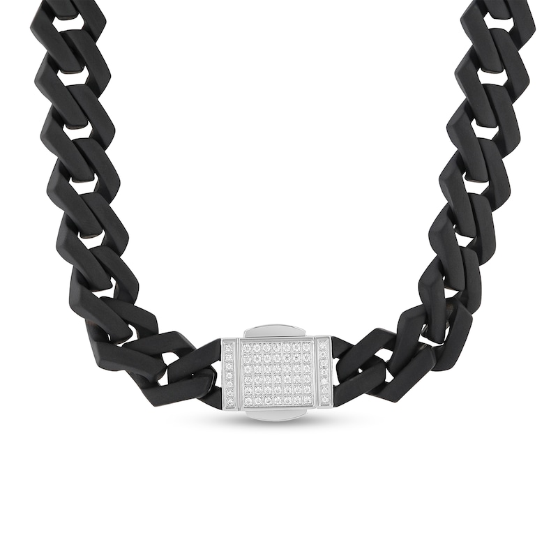 Main Image 1 of 1/2 CT. T.W. Diamond Link Chain Bracelet in Solid Stainless Steel with Black Ion Plate - 8.5&quot;