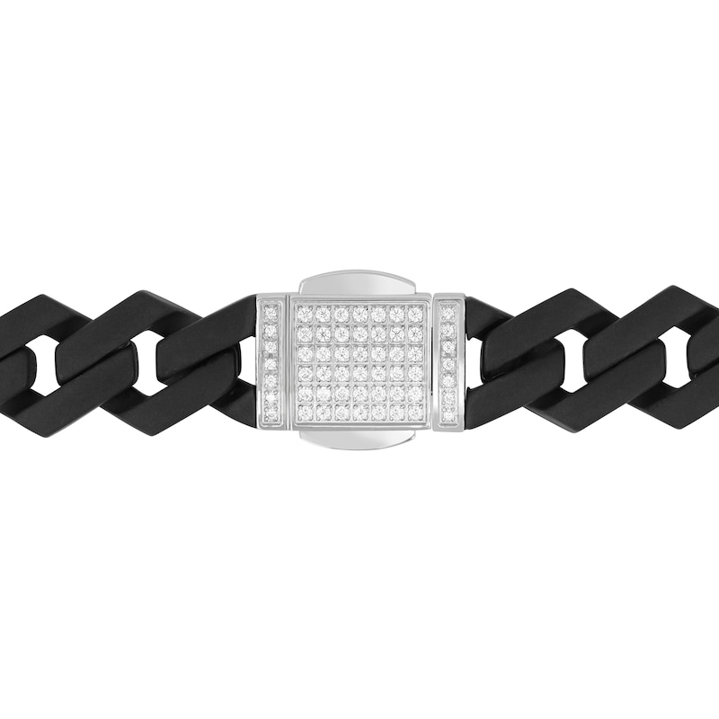 Main Image 3 of 1/2 CT. T.W. Diamond Link Chain Bracelet in Solid Stainless Steel with Black Ion Plate - 8.5&quot;