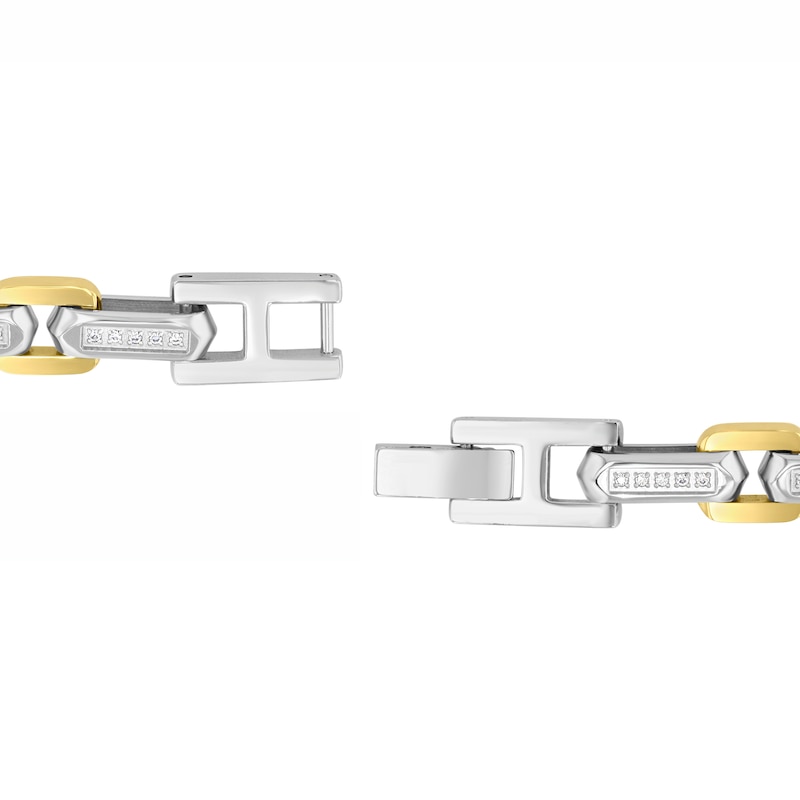 Main Image 3 of 1/3 CT. T.W. Diamond Link Bracelet in Solid Stainless Steel and Yellow Ion Plate - 8.5&quot;