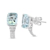 Thumbnail Image 1 of EFFY™ Collection Cushion-Cut Aquamarine and 1/6 CT. T.W. Diamond Stud Earrings in 14K White Gold