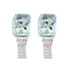 Thumbnail Image 2 of EFFY™ Collection Cushion-Cut Aquamarine and 1/6 CT. T.W. Diamond Stud Earrings in 14K White Gold