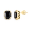 Thumbnail Image 1 of EFFY™ Collection Elongated Cushion-Cut Onyx and 1/4 CT. T.W. Diamond Frame Stud Earrings in 14K Gold