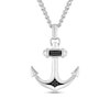 Thumbnail Image 1 of 1/15 CT. T.W. Black Diamond Anchor Pendant in Stainless Steel - 24”