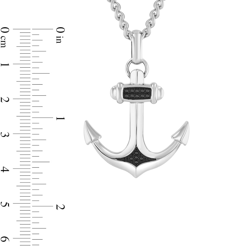 Main Image 4 of 1/15 CT. T.W. Black Diamond Anchor Pendant in Stainless Steel - 24”