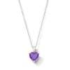 Thumbnail Image 1 of 8.0mm Heart-Shaped Amethyst and White Lab-Created Sapphire Solitaire Pendant in Sterling Silver