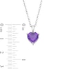 Thumbnail Image 2 of 8.0mm Heart-Shaped Amethyst and White Lab-Created Sapphire Solitaire Pendant in Sterling Silver