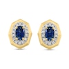 Thumbnail Image 2 of EFFY™ Collection Oval Blue Sapphire and 1/8 CT. T.W. Diamond Frame Stud Earrings in 14K Gold