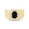 Thumbnail Image 3 of Men’s Emerald-Cut Onyx and 1/5 CT. T.W. Diamond Frame Nugget Ring in 10K White Gold - Size 10