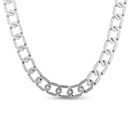 12.2mm Hexagon Link Necklace in Solid Stainless Steel - 20&quot;