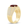 Thumbnail Image 2 of Men’s Emerald-Cut Lab-Created Ruby and 1 CT. T.W Certified Lab-Created Diamond Multi-Row Shank Ring in 10K Gold