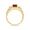 Thumbnail Image 4 of Men’s Emerald-Cut Lab-Created Ruby and 1 CT. T.W Certified Lab-Created Diamond Multi-Row Shank Ring in 10K Gold