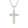 Thumbnail Image 1 of 1/2 CT. T.W. Diamond Cross Pendant in Stainless Steel and Yellow Ion Plate - 24&quot;