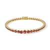 Thumbnail Image 1 of Graduated Garnet Tennis Bracelet in Sterling Silver with 18K Gold Plate - 7.25&quot;