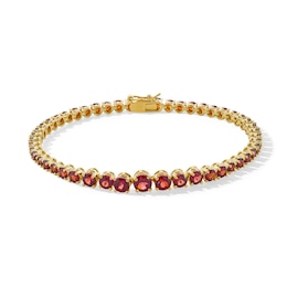 Graduated Garnet Tennis Bracelet in Sterling Silver with 18K Gold Plate - 7.25&quot;