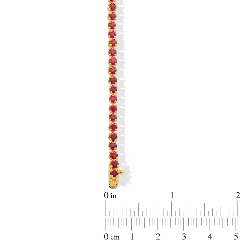 Main Image 2 of Graduated Garnet Tennis Bracelet in Sterling Silver with 18K Gold Plate - 7.25&quot;