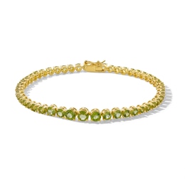 Graduated Peridot Tennis Bracelet in Sterling Silver with 18K Gold Plate - 7.25&quot;