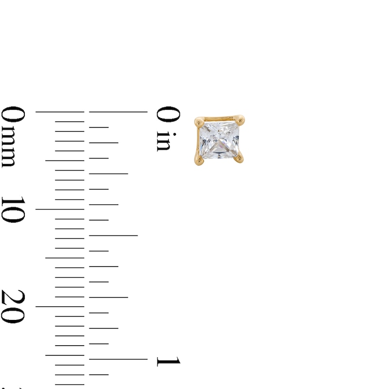 Main Image 2 of 1 CT. T.W. Princess-Cut Certified Lab-Created Diamond Solitaire Stud Earrings in 14K Gold (F/SI2)