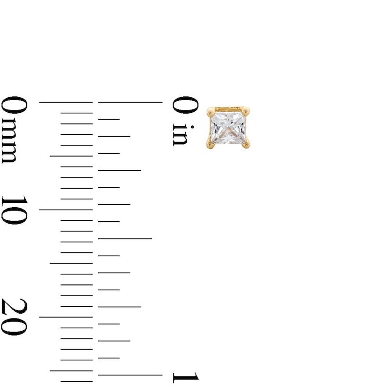 Main Image 2 of 1/2 CT. T.W. Princess-Cut Certified Lab-Created Diamond Solitaire Stud Earrings in 14K Gold (F/SI2)