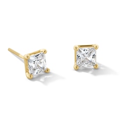 1-1/2 CT. T.W. Princess-Cut Certified Lab-Created Diamond Solitaire Stud Earrings in 14K Gold (F/SI2)