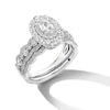 Thumbnail Image 3 of Vera Wang Love Collection 1-1/2 CT. T.W. Oval Diamond Double Frame Scallop Shank Bridal Set in 14K White Gold