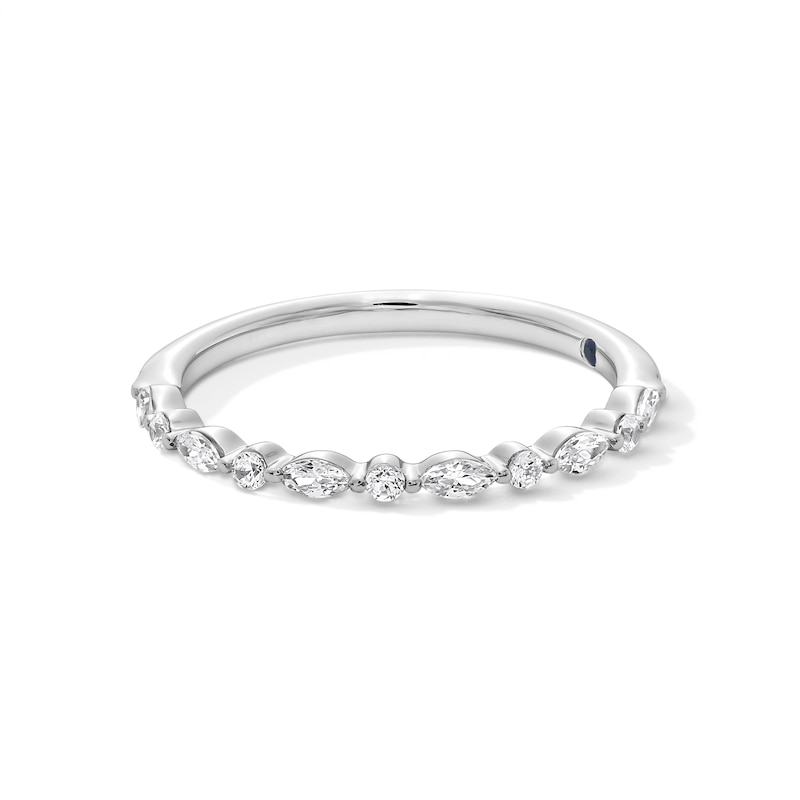 Main Image 1 of Vera Wang Love Collection 1/4 CT. T.W. Marquise and Round Diamond Alternating Anniversary Band in 14K White Gold