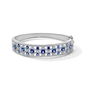 Thumbnail Image 1 of Blue and White Lab-Created Sapphire Ornate Bangle in Sterling Silver - 7.25&quot;