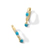 Thumbnail Image 1 of Turquoise and White Lab-Created Sapphire Dangle Hoop Earrings in Sterling Silver with 18K Gold Plate