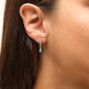 Thumbnail Image 2 of Pear-Shaped Turquoise Dangle Hoop Earrings in Sterling Silver with 18K Gold Plate