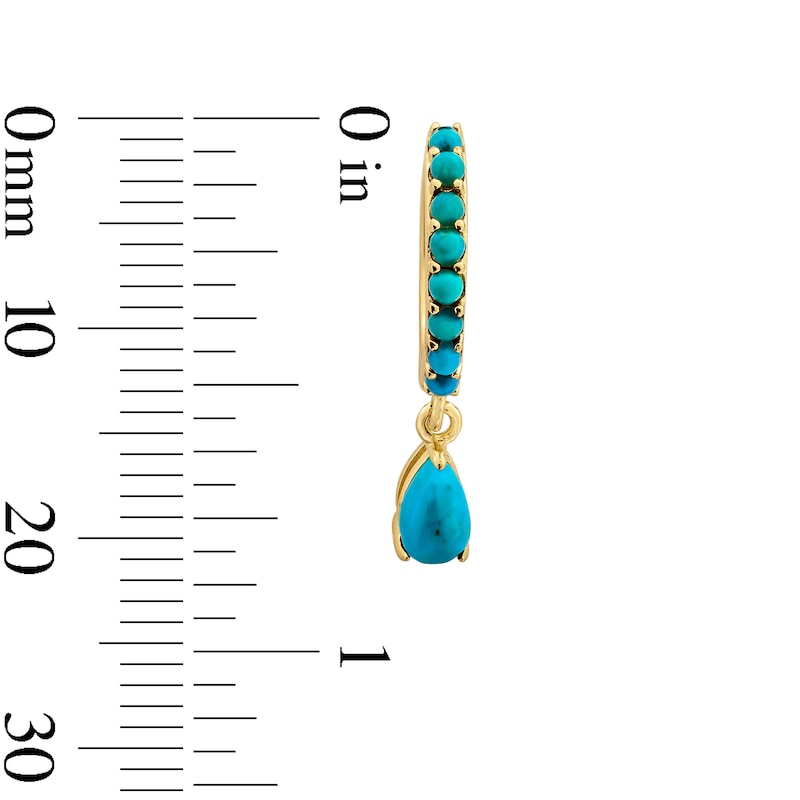 Main Image 2 of Pear-Shaped Turquoise Dangle Hoop Earrings in Sterling Silver with 18K Gold Plate