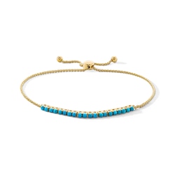 Turquoise Line Bolo Bracelet in Sterling Silver with 18K Gold Plate - 9.0&quot;