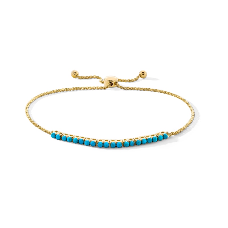 Main Image 1 of Turquoise Line Bolo Bracelet in Sterling Silver with 18K Gold Plate - 9.0&quot;