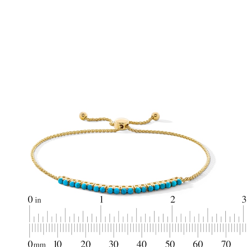 Main Image 2 of Turquoise Line Bolo Bracelet in Sterling Silver with 18K Gold Plate - 9.0&quot;