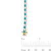 Thumbnail Image 3 of Turquoise and White Lab-Created Sapphire Alternating Line Bracelet in Sterling Silver with 18K Gold Plate - 7.25&quot;