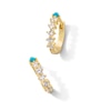 Thumbnail Image 1 of Turquoise and White Lab-Created Sapphire Hoop Earrings in Sterling Silver with 18K Gold Plate