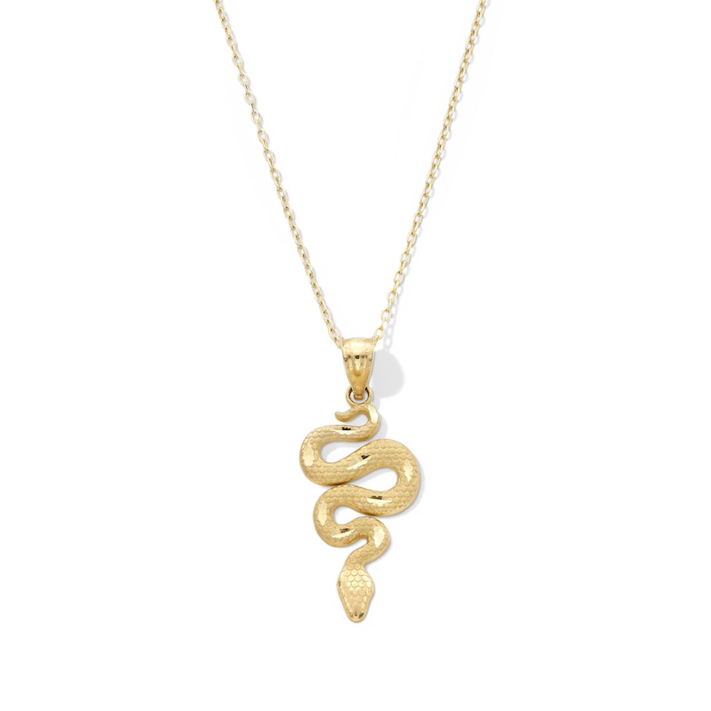 Main Image 1 of Textured Snake Pendant in Solid 10K Gold