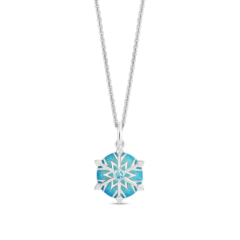 Main Image 3 of Enchanted Disney Elsa Blue Topaz and Druzy with Diamond Accent Snowflake Pendant and Earrings Set in Sterling Silver