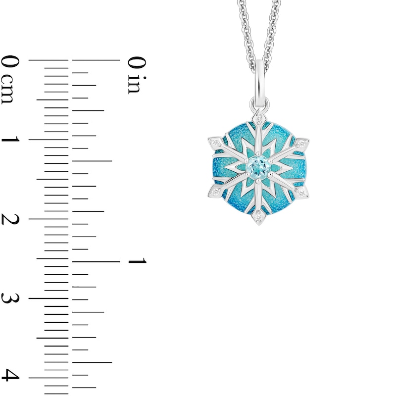 Main Image 5 of Enchanted Disney Elsa Blue Topaz and Druzy with Diamond Accent Snowflake Pendant and Earrings Set in Sterling Silver