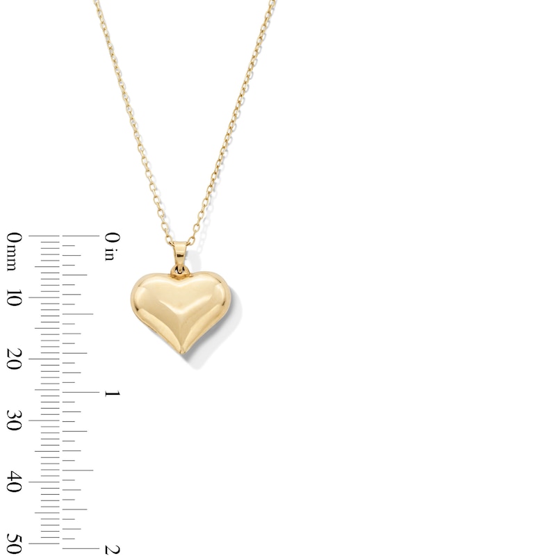 Main Image 3 of Puff Heart Pendant in Hollow 10K Gold