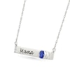 Thumbnail Image 2 of 4.0mm Birthstone and White Lab-Created Sapphire Engravable Bar Necklace in Sterling Silver (1 Stone and Line)