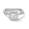 Thumbnail Image 1 of 1-1/2 CT. T.W. Certified Lab-Created Diamond Cushion Frame Twist Shank Engagement Ring in 14K White Gold (F/SI2)