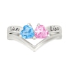 Thumbnail Image 2 of Couple's 5.0mm Heart-Shaped Birthstone Engravable Chevron Ring in Sterling Silver (2 Stones and Names)