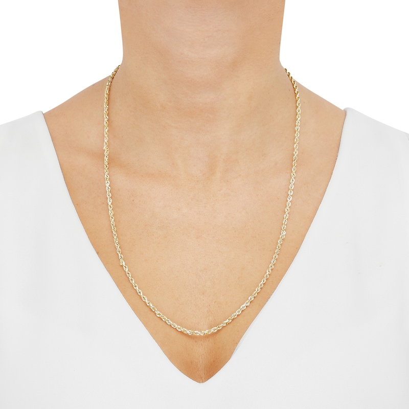 Main Image 4 of 3.0mm Glitter Rope Chain Necklace in Solid 14K Gold - 24&quot;