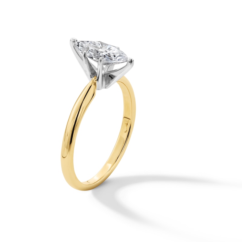 Main Image 2 of 1 CT. Marquise-Cut Certified Lab-Created Diamond Solitaire Engagement Ring in 14K Two-Tone Gold (F/VS2)