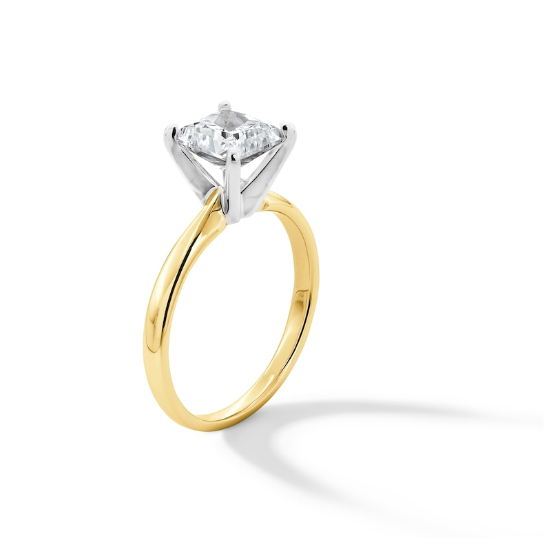 Main Image 2 of 1-1/2 CT. Princess-Cut Certified Lab-Created Diamond Solitaire Engagement Ring in 14K Two-Tone Gold (F/VS2)