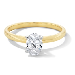 1 CT. Oval Certified Lab-Created Diamond Solitaire Engagement Ring in 14K Two-Tone Gold (F/VS2)